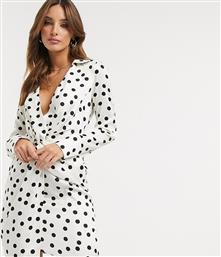 Flounce London exclusive relaxed drape satin mini dress in polka dot-Multi από το Asos