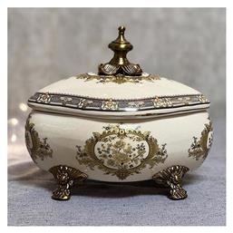 Φοντανιέρα Πορσελάνης με Καπάκι 21.5x16x20cm Λευκή