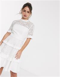 Forever New pleat lace mini dress in white από το Asos