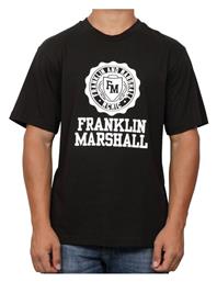 Franklin & Marshall Ανδρικό T-shirt Μαύρο με Στάμπα