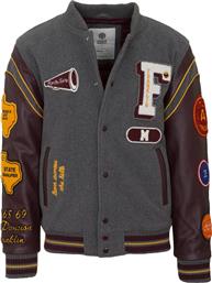 Franklin & Marshall Ανδρικό Μπουφάν Bomber για Άνοιξη Γκρι από το Factory Outlet
