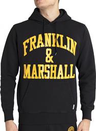 Franklin & Marshall Ανδρικό Φούτερ με Κουκούλα και Τσέπες Fleece Μαύρο JM5010.000.20-098 από το Zakcret Sports