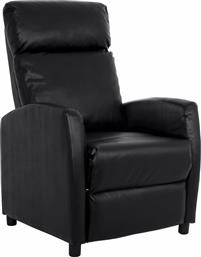 Fray Πολυθρόνα Relax με Υποπόδιο από Δερματίνη σε Μαύρο Χρώμα 64x78x103cm από το Polihome