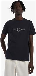 Fred Perry Ανδρικό T-shirt Μπλε με Στάμπα