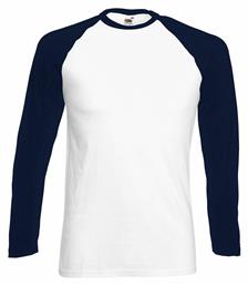 Fruit of the Loom Valueweight LS Baseball T Ανδρική Διαφημιστική Μπλούζα White/Deep Navy