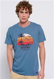Funky Buddha Ανδρικό T-shirt Μπλε με Στάμπα