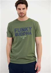 Funky Buddha Ανδρικό T-shirt Κοντομάνικο Χακί από το Plus4u