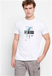Funky Buddha Ανδρικό T-shirt Λευκό με Στάμπα από το Plus4u