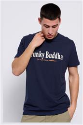 Funky Buddha Ανδρικό T-shirt Navy Μπλε με Στάμπα από το Plus4u