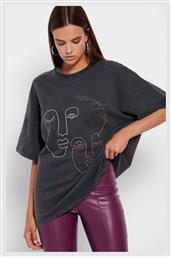 Funky Buddha Γυναικείο Αθλητικό Oversized T-shirt Μαύρο από το Funky Buddha