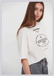 Funky Buddha Γυναικείο Crop Top με Μανίκι 3/4 Καλοκαιρινό Off White από το Z-mall