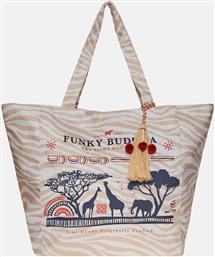 Funky Buddha Υφασμάτινη Τσάντα Θαλάσσης με Πορτοφόλι Animal Print
