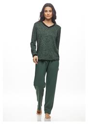 Galaxy Χειμερινό Γυναικείο Σετ Πιτζάμας Βαμβακερό Πράσινο/μαύρο