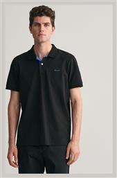 Gant Ανδρική Μπλούζα Κοντομάνικη Polo Black από το Silenzio