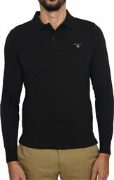 Gant Ανδρική Μπλούζα Polo Μακρυμάνικη Μαύρη από το Notos