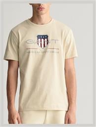 Gant Archive Shield Ανδρικό T-shirt Κοντομάνικο Silky Beige από το Silenzio