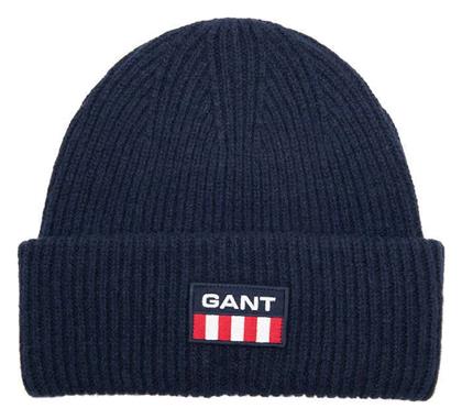 Gant Beanie Unisex Σκούφος με Rib Πλέξη σε Navy Μπλε χρώμα από το Silenzio