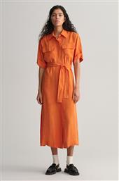 Gant Midi All Day Φόρεμα με Κουμπιά Πορτοκαλί