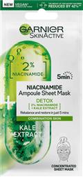 Garnier SkinActive Kale and 2% Niacinamide Detox Ampoule Sheet Μάσκα Προσώπου για Αποτοξίνωση 15gr