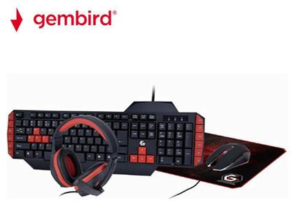 Gembird GGS-UMG4-02 4-in-1 Σετ Gaming Πληκτρολόγιο με Φωτιζόμενα πλήκτρα & Ποντίκι (Αγγλικό US)