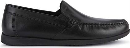 Geox Ascanio Δερμάτινα Ανδρικά Loafers σε Μαύρο Χρώμα από το MyShoe