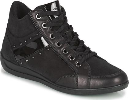 Geox Myria Δερμάτινα Ανατομικά Sneakers σε Μαύρο Χρώμα