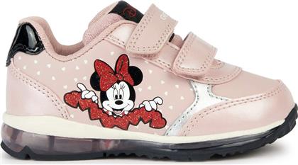 Geox Παιδικά Sneakers Ανατομικά με Σκρατς & Φωτάκια Ροζ