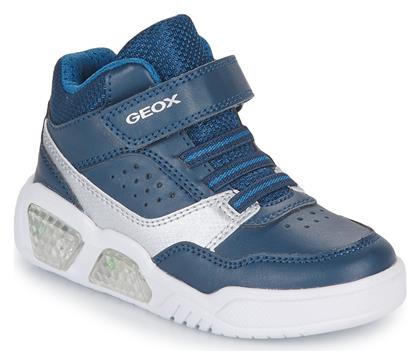 Geox Παιδικά Sneakers High Illuminus Ανατομικά με Σκρατς Μπλε