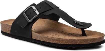 Geox U Sandal Ghita D Δερμάτινα Ανδρικά Σανδάλια σε Μαύρο Χρώμα