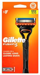 Gillette Fusion5 Ξυραφάκι με Ανταλλακτικές Κεφαλές 5 Λεπίδων & Λιπαντική Ταινία για Ευαίσθητες Επιδερμίδες 2τμχ