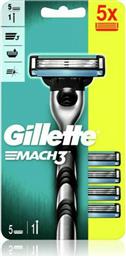 Gillette Mach3 Ξυραφάκι με Ανταλλακτικές Κεφαλές 3 Λεπίδων & Λιπαντική Ταινία 5τμχ από το Pharm24