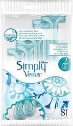 Gillette Simply Venus Ξυραφάκια Σώματος μιας Χρήσης με 2 Λεπίδες & Λιπαντική Ταινία Blue 8τμχ