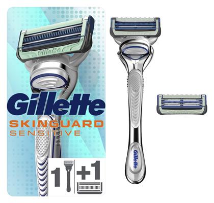 Gillette Skinguard Sensitive Ξυραφάκι με Ανταλλακτικές Κεφαλές 3 Λεπίδων και Λιπαντική Ταινία για Ευαίσθητες Επιδερμίδες 2τμχ
