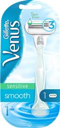 Gillette Venus Sensitive Smooth Skin Elixir Ξυραφάκι Σώματος με Ανταλλακτική Κεφαλή 3 Λεπίδων και Λιπαντική Ταινία για Ευαίσθητες Επιδερμίδες από το Pharm24