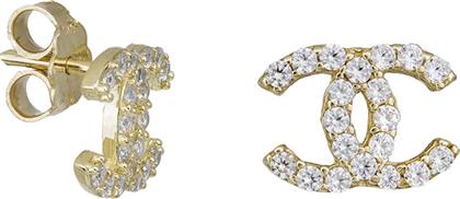 Γυναικεία σκουλαρίκια Κ14 χρυσά με ζιργκόν πέτρες 031867 031867 Χρυσός 14 Καράτια