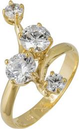 Γυναικείο χρυσό δαχτυλίδι Κ14 με λευκές πέτρες 039358 039358 Χρυσός 14 Καράτια από το Kosmima24