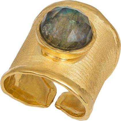 Γυναικείο δαχτυλίδι επίχρυσο 925 με Λαμπραντορίτη 035752 035752 Ασήμι