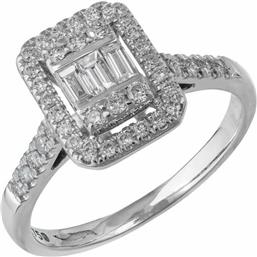 Γυναικείο δαχτυλίδι Κ18 με διαμαντια Μπριγιάν και Baguette 041052 041052 Χρυσός 18 Καράτια από το Kosmima24