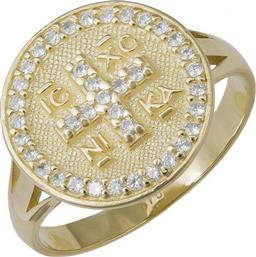 Γυναικείο δαχτυλίδι Κωνσταντινάτο με ζιργκόν Κ14 037341 037341 Χρυσός 14 Καράτια