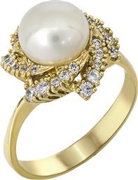 Γυναικείο δαχτυλίδι με μαργαριτάρι 14Κ 024678 024678 Χρυσός 14 Καράτια από το Kosmima24