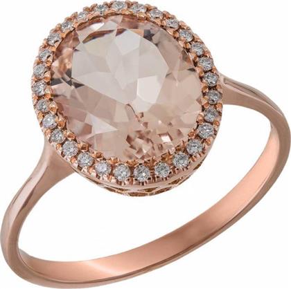 Γυναικείο δαχτυλίδι ροζ gold K18 με Μοργκανίτη και Μπριγιάν 035308 035308 Χρυσός 18 Καράτια