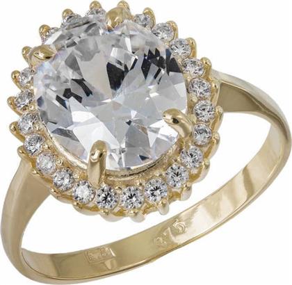 Γυναικείο δαχτυλίδι ροζέτα με ζιργκόν σε χρυσό Κ9 035173 035173 Χρυσός 9 Καράτια