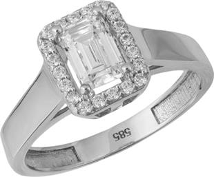 Γυναικείο δαχτυλίδι ροζέτα σε λευκόχρυσο Κ14 με ζιργκόν 035346 035346 Χρυσός 14 Καράτια