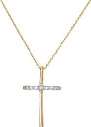 Γυναικείο σταυρουδάκι με αλυσίδα και ζιργκόν σε χρυσό Κ9 035135 035135 Χρυσός 9 Καράτια
