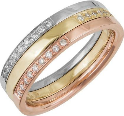 Γυναικείο τριπλό δαχτυλίδι σειρέ με διαμάντια Κ18 039186 039186 Χρυσός 18 Καράτια