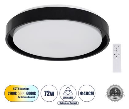 GloboStar Barchetta Κλασική Μεταλλική Πλαφονιέρα Οροφής με Ενσωματωμένο LED σε Μαύρο χρώμα 48cm από το Designdrops