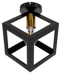 GloboStar Cube Μοντέρνα Μεταλλική Πλαφονιέρα Οροφής με Ντουί E27 σε Μαύρο χρώμα 25cm