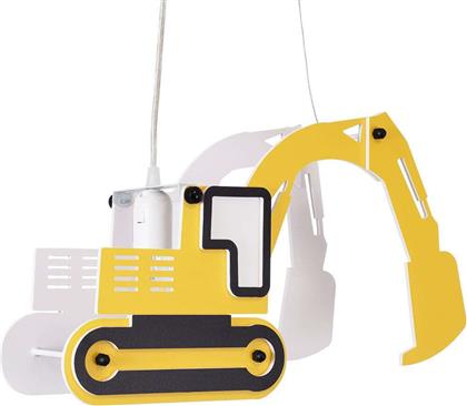 GloboStar Excavator Μονόφωτο Παιδικό Φωτιστικό Κρεμαστό από Πλαστικό με Υποδοχή E27 σε Κίτρινο Χρώμα 45x27cm από το Designdrops