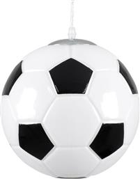 GloboStar Football Μονόφωτο Παιδικό Φωτιστικό Κρεμαστό από Γυαλί με Υποδοχή E27 Μαύρο - Λευκό 25x25cm