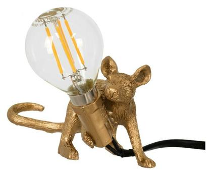 GloboStar Mouse Διακοσμητικό Φωτιστικό Φιγούρα με Ντουί E12 σε Χρυσό Χρώμα από το Designdrops